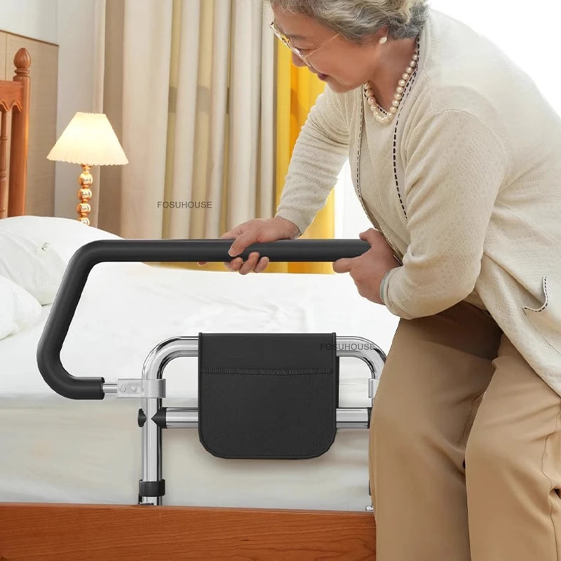 Europäische Edelstahl Senior Bedrails – Sicherer Schutz gegen das Aus-dem-Bett-Fallen für Senioren mit stabilem Nachttisch-Riser und Griffen