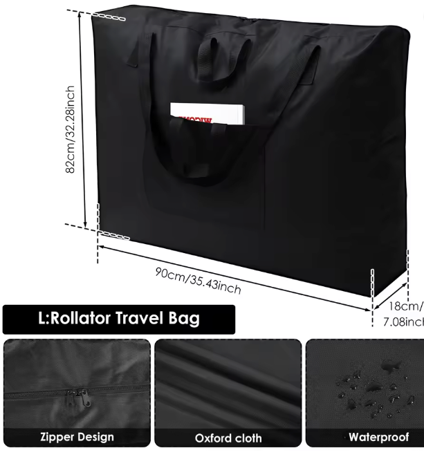 Rollator-Aufbergtasche mit Schulterriemen, sicher und mobil