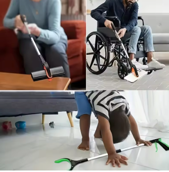 Verlängerte Greifhilfe (Grabber) für Rollatoren und Rollstühle